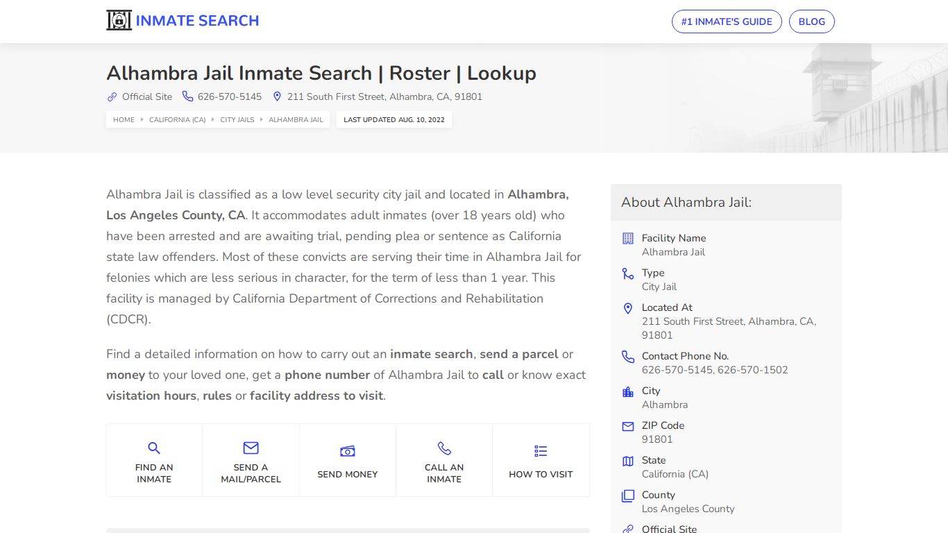 Alhambra Jail Inmate Search | Roster | Lookup
